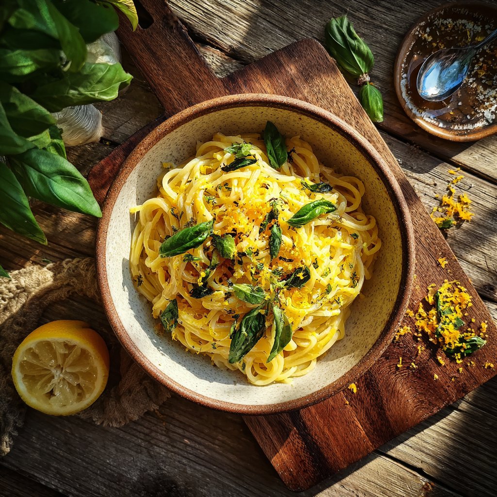 Lemon Zest and Basil Pasta